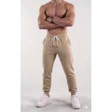 Men's Sweatpants, Winter Fashion, Cold Weather - Men's Beige Sweatpants - View 1