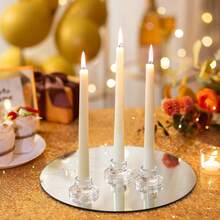 6pcs Transparent Glass Cone Candle Holders, Suitable For Fireplace And Dining Table Centerpiece Decor - A-Transparent - View 4
