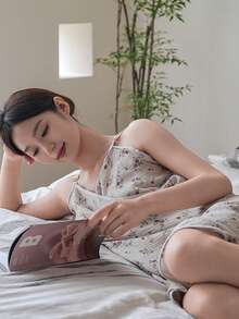 Đầm/áo choàng hai dây bằng vải gạc cotton mỏng nhẹ in họa tiết, áo choàng tắm/đồ ngủ gợi cảm lãng mạn. - Màu nâu  Mocha - Xem 4