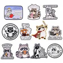 Cartoon Raccoon Quotes Soft Enamel Pin Women Lapel Pins For Backpack Men Brooch On Clothes Jewelry Badges Accessories Gifts - Black - View 2
