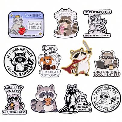 Cartoon Raccoon Quotes Soft Enamel Pin Women Lapel Pins For Backpack Men Brooch On Clothes Jewelry Badges Accessories Gifts
