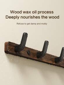 Walnut Wood Wall Mounted Coat Hooks, Storage Hanger For Bedroom Closet, Bathroom Rust-Resistant Hooks - Brown - View 7