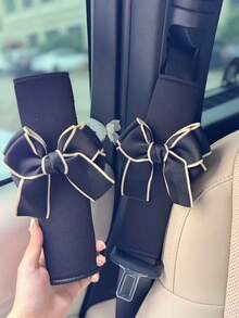 2个可爱蝴蝶结汽车安全带套，柔软加厚肩部安全带保护套 - 透氣蝴蝶結 - 查看 10