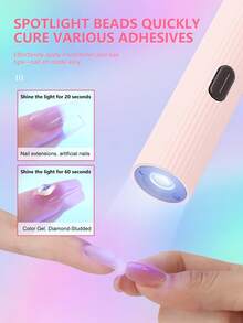 Lámpara portátil de sensor automático para aplicación de uñas, mini lámpara UV para curado de uñas de gel con soporte - Lámpara LED UV portátil de 180mAh y 3W para curado de uñas - Lámpara linterna USB para uñas DIY en el hogar, el mejor regalo para chicas. - Multicolor - Ver 4