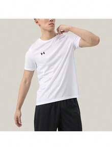 Under Armour 男女通用T恤，2026夏季新款足球运动T恤，训练跑步健身透气圆领短袖T恤 25500512-100 - 白色 - 查看 3