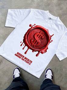 Boys & Teens' Casual Graphic Print Round Neck Short Sleeve T-Shirt, Summer Top - trắng - Xem 2
