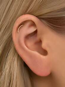 1 chiếc khuyên môi nhỏ màu vàng, ren trong | Khuyên tai sụn phẳng bằng bạc 925 không gây dị ứng | Khuyên tai dái tai phẳng | Khuyên môi dạng labret | Phù hợp cho cả nam và nữ (Bán lẻ từng chiếc) - Bông tai dạng tuyến tính - Xem 4