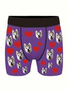 Customized Face Corner Underwear With Pictures, Personalized Face Photo Corner Underwear, Fun Underwear With Faces, And Fun Prank Gifts For Fathers/Husbands/Boyfriends - Purple - View 5