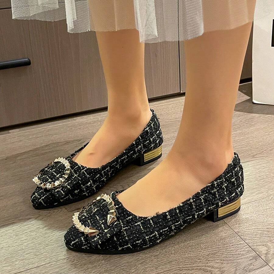 Giày lười mũi nhọn mới năm 2026 dành cho nữ, giày lười đa năng đế mềm, giày moccasin gót thấp, thích hợp cho mùa xuân/hè. - màu đen - Xem 1