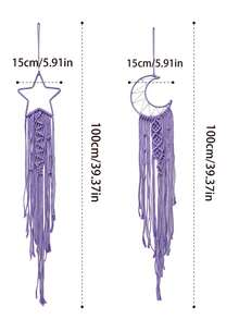 2pcs Handmade Crochet Lace Dreamcatcher Wall Hanging Decor, Boho Style Home Decoration For House, Wedding, Living Room, Bedroom, Holiday Gift (Lighting Not Included) - Mauve Purple - View 6