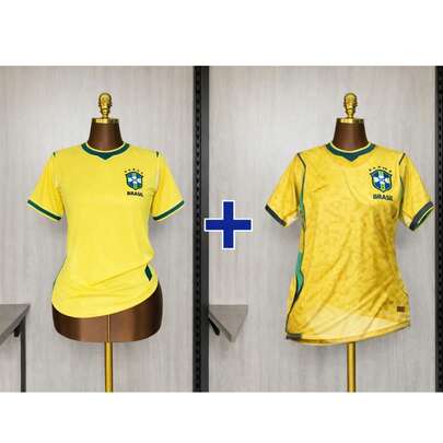 Kit 2 camisa do Brasil COPA 2026 baby look fem em promoção