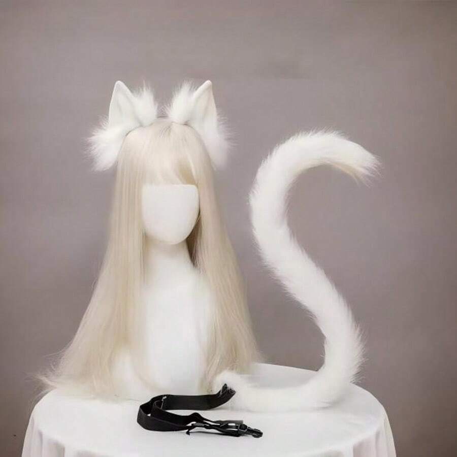 1pc/2pcs Sexy Cat Ear & Tail Accessories, Handmade Cute Cat Ear Headband & Tail Set, Cosplay, Festival Party - Multicolor - View 1