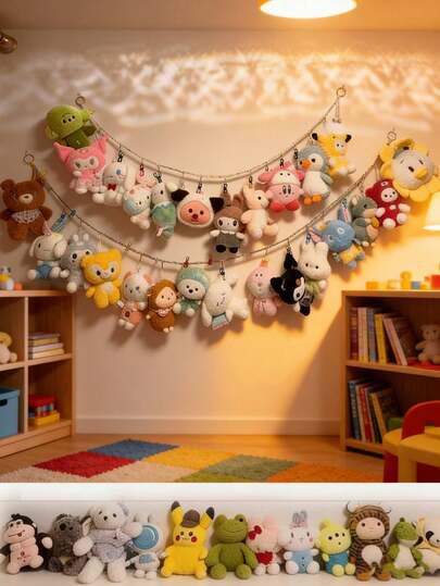 2 chiếc võng treo búp bê nhồi bông dễ thương, giá đựng thú nhồi bông cỡ lớn đặt ở góc phòng, dây treo trang trí và kẹp, màu ngẫu nhiên - Giá treo búp bê nhồi bông đáng yêu cho phòng trẻ em, phòng trẻ sơ sinh, phòng ngủ.