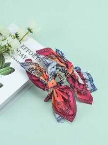 1个腰果花蝴蝶结发夹，波西米亚风大号发爪布艺发夹 - 彩色 - 查看 3