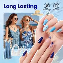 Beetles Blue Nail Polish Set - Ocean Starlight, 6 Corlors Glitter Peal Pastel Nail Polish Blue Quick Dry, Long-Lasting Pastel Nails For Summer &Amp; Spring Nails Art Effect For Manicure Salon - Màu sắc - Xem 2