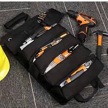 Sac à outils enroulable imperméable - Convient aux électriciens et mécaniciens, avec plusieurs compartiments, idéal pour l'organisation et le rangement du garage, design en tissu vert, conteneur de rangement pour outils électriques - 1 sac à outils - Voir 2