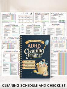 BUBU 1pc Adult Women's ADHD Cleaning Planner, 15-Minute Cleaning Schedule And Checklist Organizer, Home Cleaning Routine With Daily/Weekly/Monthly Tasks, Editable Housework Checklist Notebook, Suitable For Home Cleaning, DIY Home Renovation - Black - View 6