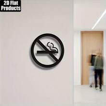 2D Flat 1pc Black Acrylic "No Smoking" Sign - Minimalist Wall-Mounted Smoke-Free Warning Plate With Prohibition Symbol And Smoke Pattern, Suitable For Restaurants, Offices And Public Places - Transparent Notice Plate, Restaurant Decor Accessory, Simple Design, High-Impact Signage - Multicolor - View 3