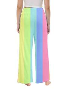 Womens Summer Wide Leg Pants Rainbow Stripe Fashion Loose Casual Style Everyday Gift Womens Clothes Suitable For Casual Sportswear 250g - Nhiều màu - Xem 2