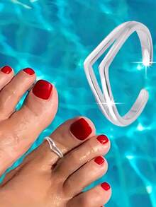 1 chiếc nhẫn ngón chân hình chữ V tối giản, thời trang bằng bạc Sterling S925, phù hợp cho lễ Halloween, phong cách đường phố thường ngày, có thể điều chỉnh kích thước, dành cho cả nam và nữ. - hình học - Xem 2