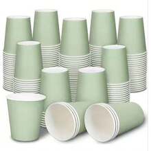 50 chiếc cốc giấy màu xanh lá cây nhạt, cốc đựng đồ uống lạnh và cà phê, đồ dùng tiệc tùng phù hợp cho tiệc sinh nhật, đám cưới, Ngày của Mẹ. - màu xanh lá - Xem 5