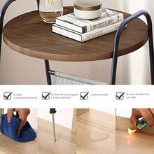 Ilios Innova Mesa Auxiliar con Revistero: Perfecta Mesita de Noche para Recámara y Mesa de Cabecera Ideal como Mesa Auxiliar Esquinera y Mesa de Noche Multifuncional - como en la imagen - Ver 4