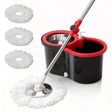 [Spinning Mop Set] 360° Spinning Mop And Bucket Set With Wringer | 3 Microfiber Mop Replacement Heads, 61" Stainless Steel Adjustable Handle For Floor Cleaning, Bathroom, School - Bucket Floor Cleaning System - Thùng phân tách cao cấp - Xem 2