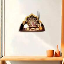 1pc 2D Flat Wooden Temple Decor, Suitable For Home And Office, Wall Mounted Or Tabletop Modern Temple, Fits Home Or Store Walls, Floating Shelf - Multicolor - View 4
