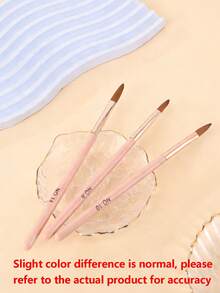 3 piezas de brochas de uñas acrílicas color rosa - #8/#10/#14, brochas de uñas Kolinsky aptas para extensión de uñas acrílicas y tallado 3D, inodoras, aptas para regalos, viajes y citas - Multicolor - Ver 4