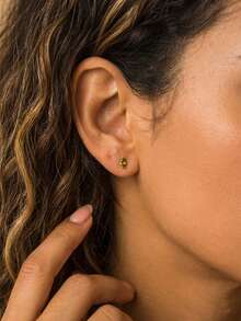 Bông tai đính đá Marquise theo tháng sinh dành riêng cho nữ, mạ vàng 18K, làm từ thép không gỉ, đính đá quý nhỏ nhắn, đá Topaz xanh dương và Zirconia, trang sức cá nhân hóa cho kỷ niệm, sinh nhật, chống thấm nước và không bị xỉn màu. - Nhiều màu - Xem 2