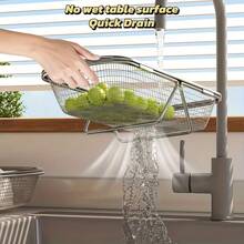1pc Large Expandable Stainless Steel Water Filter Basket - Adjustable & Foldable Design, Portable Telescopic Rack For Fruits Vegetables, Food- Heavy-Duty Kitchen Essential, Fruit And Vegetable Washer, Easyclean Material - A1 - View 5