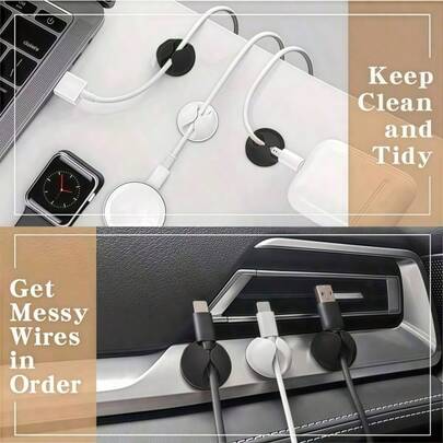 10pcs/Set Car Dashboard Cable Organizer, Durable ABS Plastic, Multi-Function Cable Clip, Easy Installation Without Drilling, Stable And Non-Slip, Optimize Charging/Audio Cable Management, Tidy Up Messy Cables In Car, Fits Charging/Audio/Data Cables, Essential Car Organizer