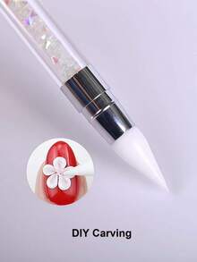 1支双头硅胶刷，适用于DIY花朵雕刻、线条绘制、摩擦粉美甲 - 彩色 - 查看 2