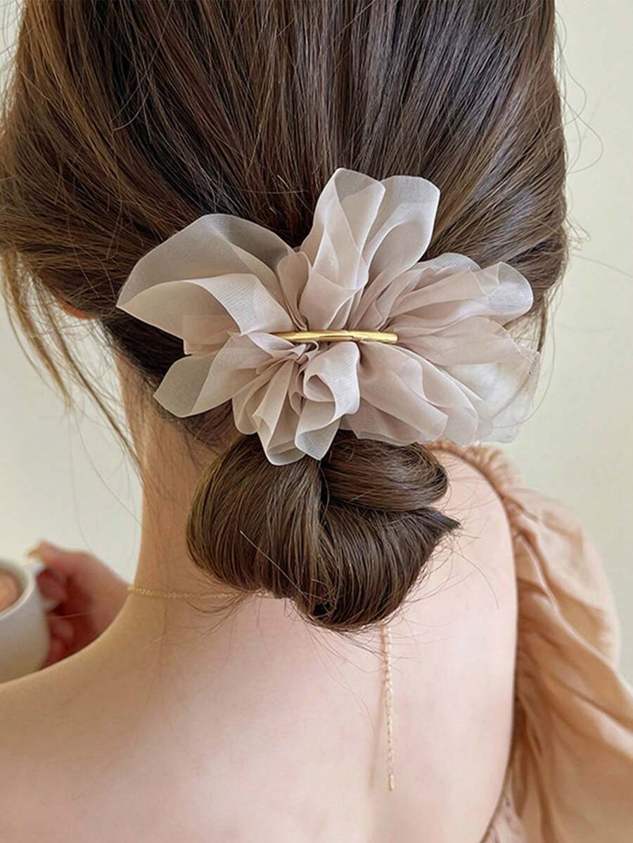 2pcs/1pc Floral Decor Hair Clips, Casual, Beach, Party, Elegant Ribbon, Valentine's Day, Hair Accessories, School Supplies - Multicolor - View 1