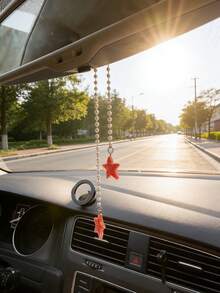 闪亮五角星吊坠可爱仿珍珠串珠汽车后视镜装饰品精致节日派对首饰母亲节礼物。 - 五角星掛飾 - 查看 5