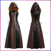 中世纪猎人连帽皮裙刺客角色扮演服装长袍 - 棕色 - 查看 10