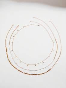 3pcs/Set Bohemian Style Resin Contrast Color Geometric Beaded Waist Chain, Suitable As Gift For Women On Beach Vacation - 27889-colour - View 5