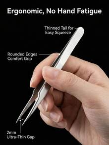 Salon Grade Professional Precision Stainless Steel Eyelash Extension Tweezers Must-Have Lash Grafting & Isolation Tool,For Eyelash Extension - Silver - View 8