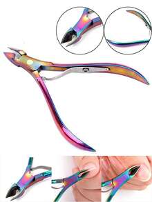 Professional Cuticle Nipper, Stainless Steel Nail Care Tool, Gold-Plated Cuticle Cutter - Red Violet - View 1