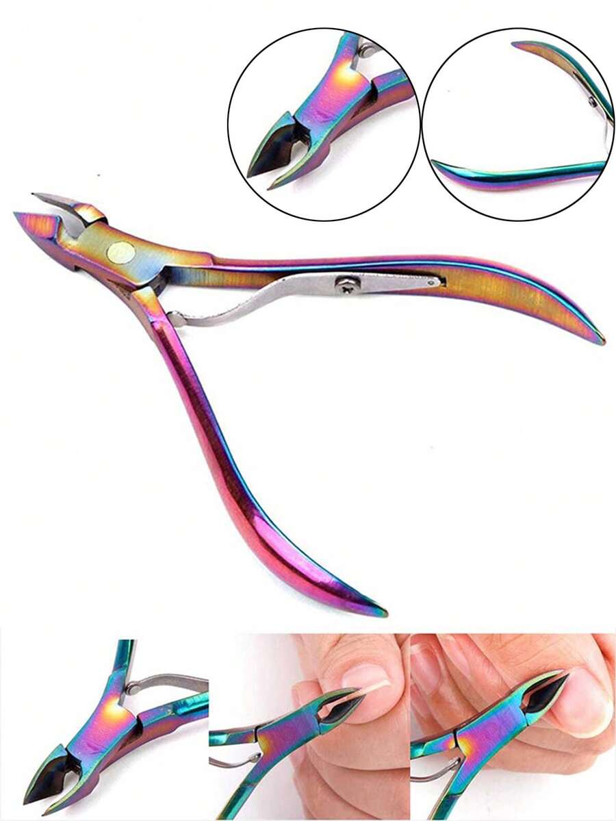 Professional Cuticle Nipper, Stainless Steel Nail Care Tool, Gold-Plated Cuticle Cutter - Red Violet - View 1