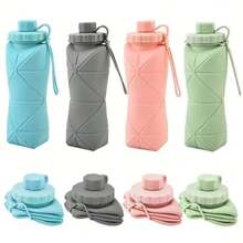 1Pc 600mlLarge Collapsible Silicone Cup-Portable Travel Water  For Outdoor,-Grade With Fresh Colors, Foldable Design - 彩色 - 查看 1