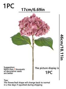 1/3/6pcs Artificial Hydrangea Flower Bouquet, Fake Floral Plant, Room Decor, Autumn Decor, Garden Autumn Decor, Centerpiece, Birthday Party Decor, Wedding Flower Basket, Bridal Bouquet, Home Decor, Restaurant, Bedroom, Windowsill Decor, Vase Decor, Valentine's Day Gift, New Year Decor, Outdoor Garden, Back To School - Red Bean Paste - View 2