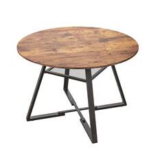 Runder Esstisch 120x120x75 cm, Runder Küchentisch Runder Tisch Holz mit Stauraum, Kompakter Küchentisch Holz für 4/6 Personen, für Wohnzimmer und Esszimmer, braun - Braun - Übersicht 8