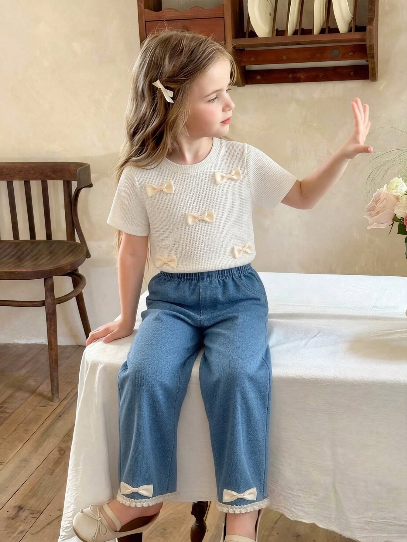 مجموعة ملابس أنيقة للبنات تتكون من: 2 قطعة، تشمل م...