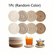 1Pc Drink Coasters With Holder, Minimalist Table Woven Coasters,Kitchen Table Heat-Resistant Coasters And Thick Insulation Pads,4 Colors Absorbent Coaster Set For Home Decor Tabletop Protection Suitable For Kinds Of Cups, 4.3 Inches - Multicolor - View 8