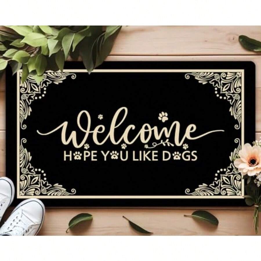 Welcome Funny Door Mat Welcome Hope You Like Dogs - Felpudo personalizado con parte trasera de goma antideslizante 30 x 17 pulgadas regalo de broma para decoración del hogar alfombras de - Bienvenido, espero que te gusten los perros - Ver 1