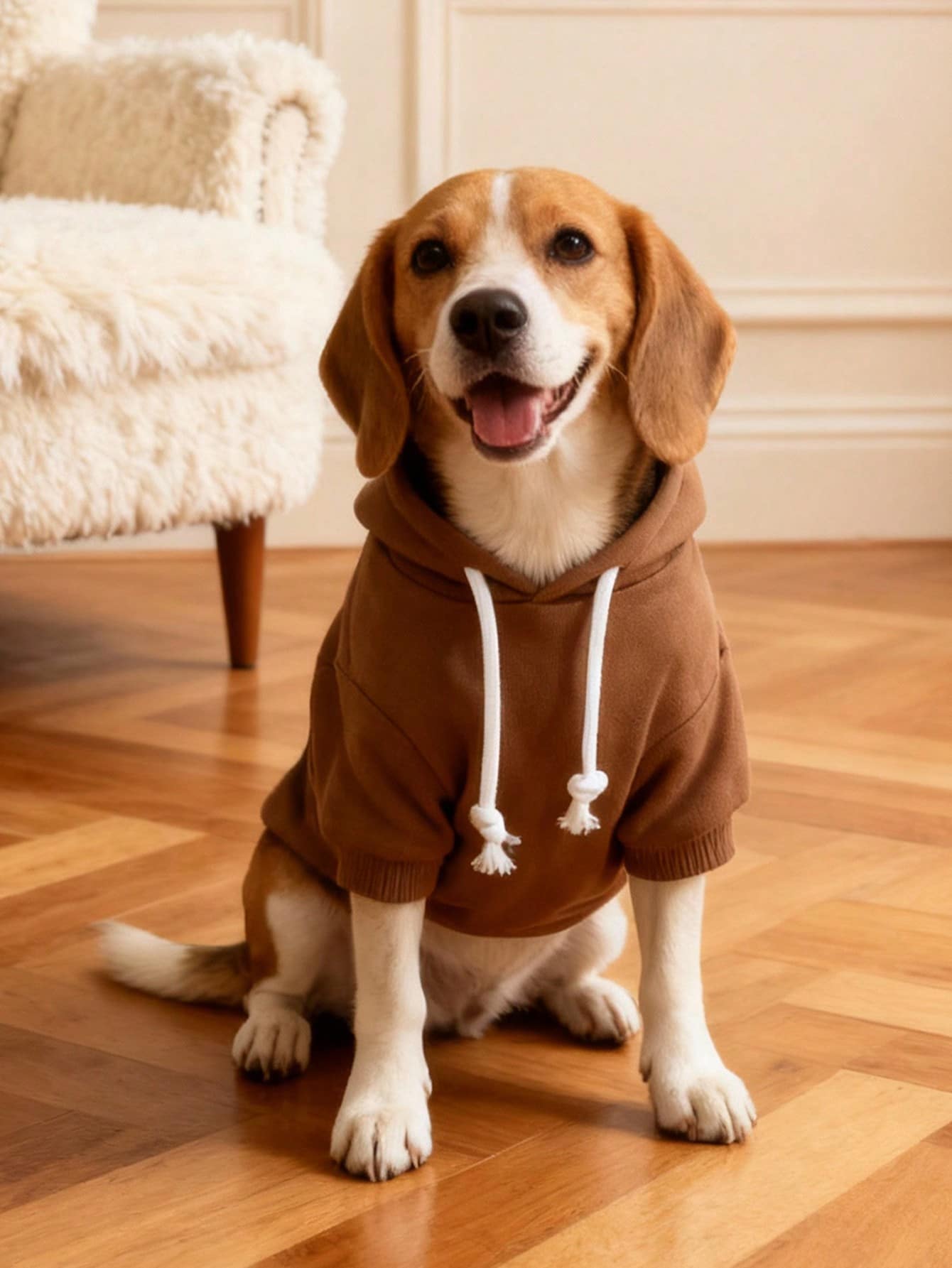 1 pieza Sudadera básica cómoda y cálida de color dopamina, adecuada para gatos y perros, para interiores y exteriores - Marrón - Ver 1