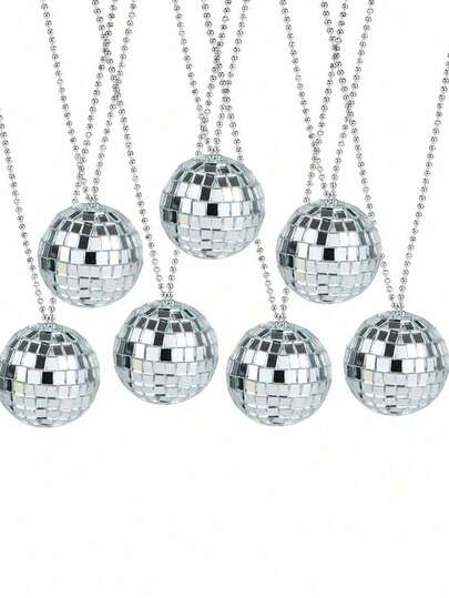 Bộ 6 mặt dây chuyền quả cầu disco mini, mặt dây chuyền quả cầu disco mini phong cách thập niên 70, trang sức quả cầu disco bạc, thích hợp cho tiệc disco, tựu trường, ngày Valentine, tuyệt vời cho phụ kiện khiêu vũ và hóa trang, vòng cổ dự tiệc sinh nhật, quà cưới, phụ kiện tiệc độc thân.