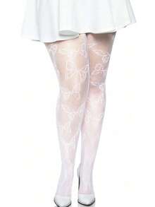 1双女士白色紧身裤白色渔网袜性感渔网袜动物网裤渔网袜蝴蝶渔网袜长筒显瘦袜白色/黑色紧身裤四季皆宜哥特朋克风格蝴蝶网袜 - 彩色 - 查看 5