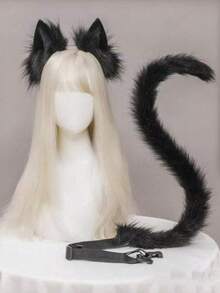 Bộ phụ kiện tai và đuôi mèo gợi cảm (1/2 chiếc), băng đô và đuôi mèo thủ công dễ thương, thích hợp cho cosplay, lễ hội. - Nhiều màu - Xem 1